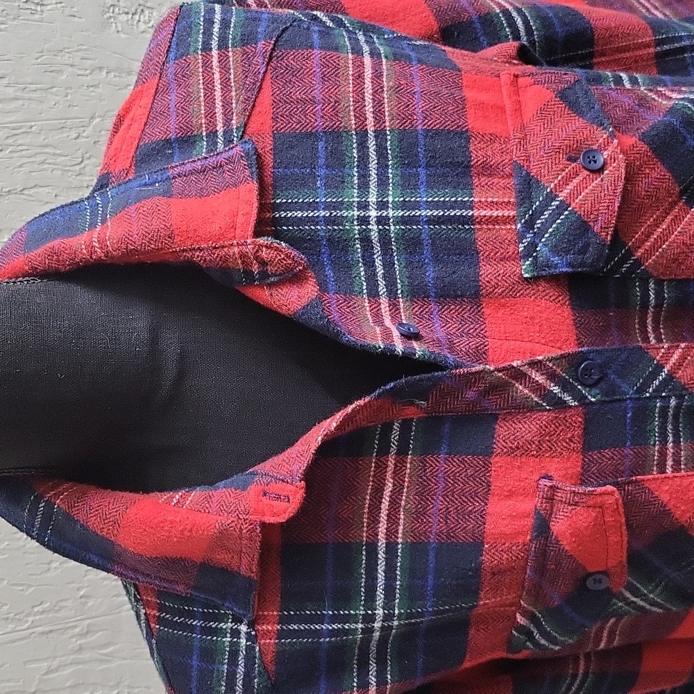 Ci Sono Red & Navy Plaid Flannel Button Down Shirt